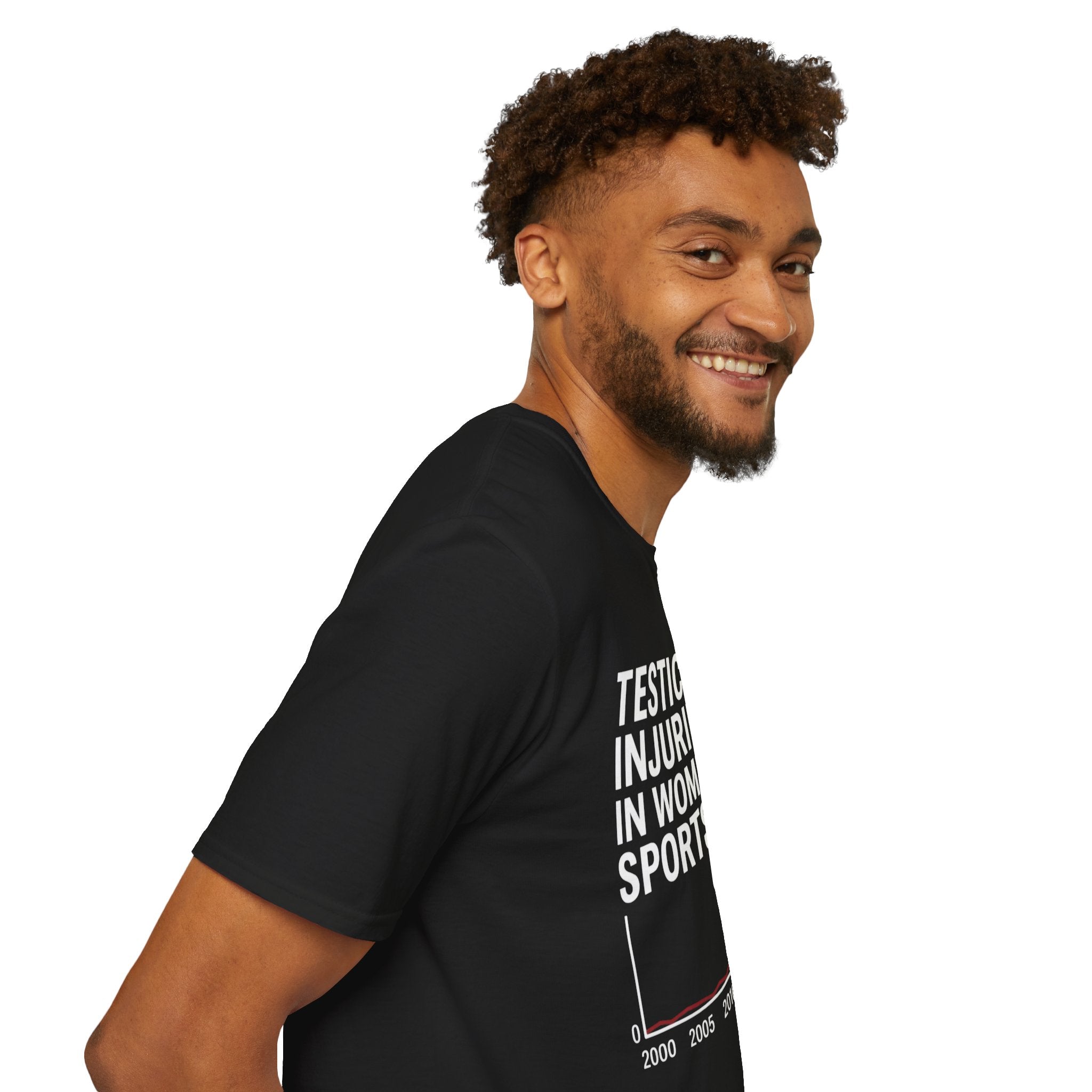 Funny Dark Humor T-Shirt — “Testicular Injuries in Women's Sports” Novelty Tee